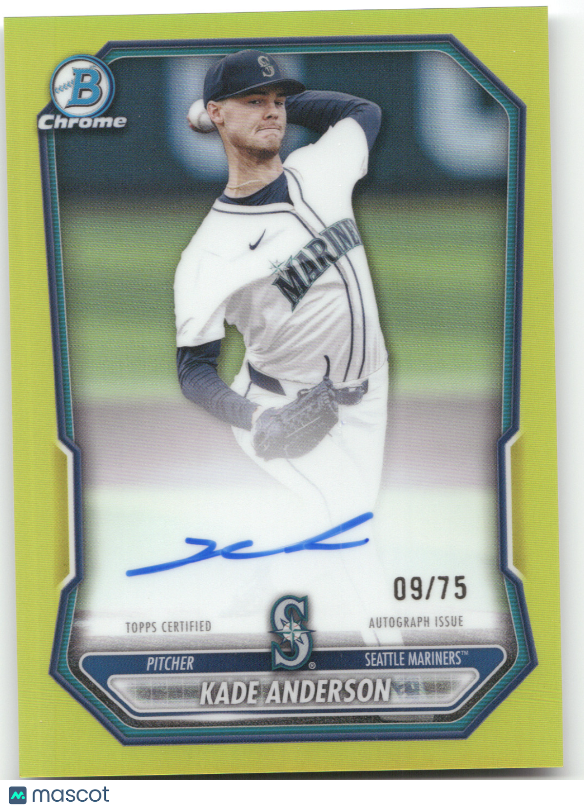 2026 Bowman Chrome Kade Anderson #CPA-KAN Yellow Refractor 09/75 *Read*