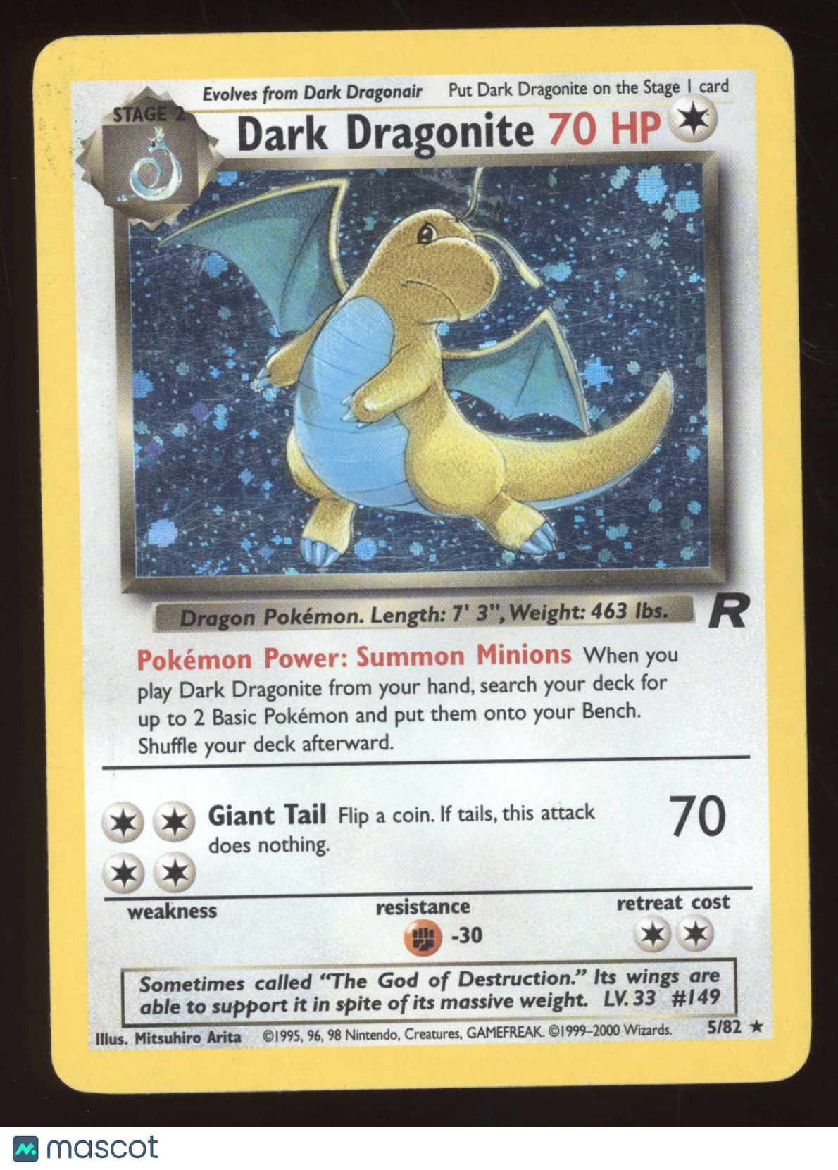 2000 Team Rocket Dark Dragonite Holo Rare #5/82