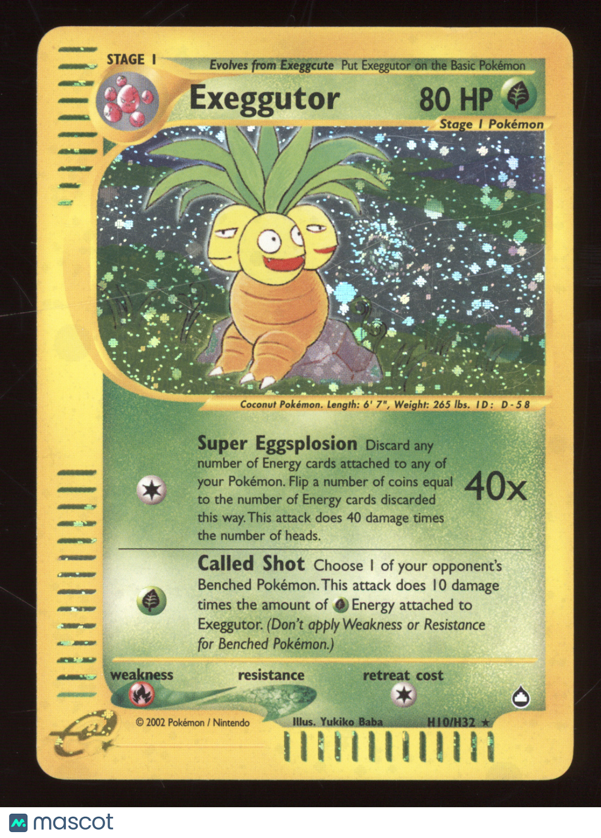 2002 Aquapolis Exeggutor Holo Rare #H10/H32