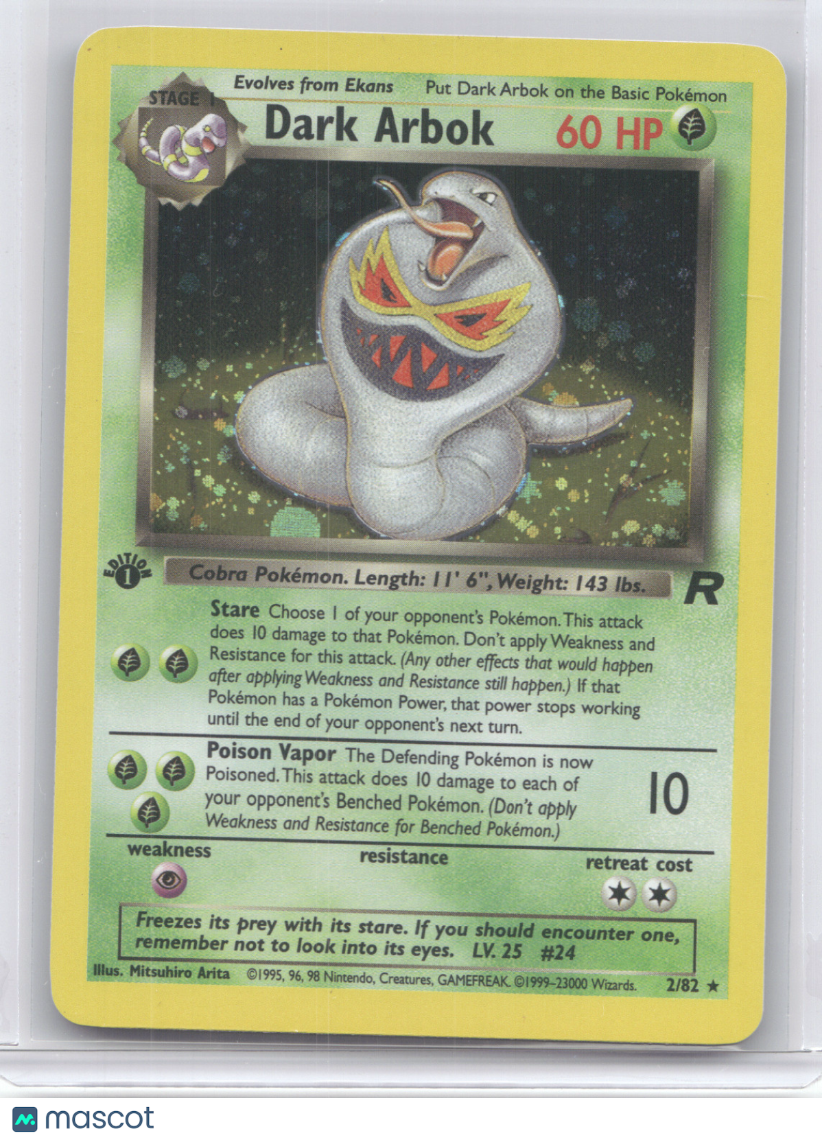 2000 Team Rocket Dark Arbok Holo Rare 1st Edition #2/82