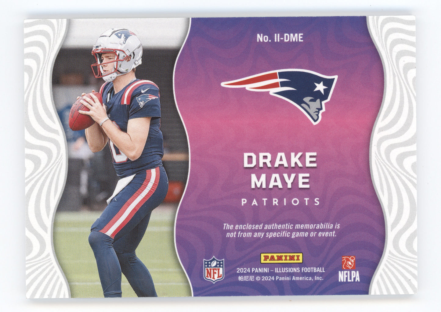 2024 Panini Illusions Instant Impact Drake Maye #II-DME Gold 23/25 Memorabilia