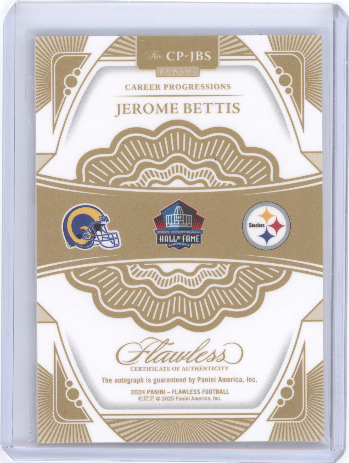 2024 Panini Flawless Career Progressions Jerome Bettis #CP-JBS Ruby 12/15