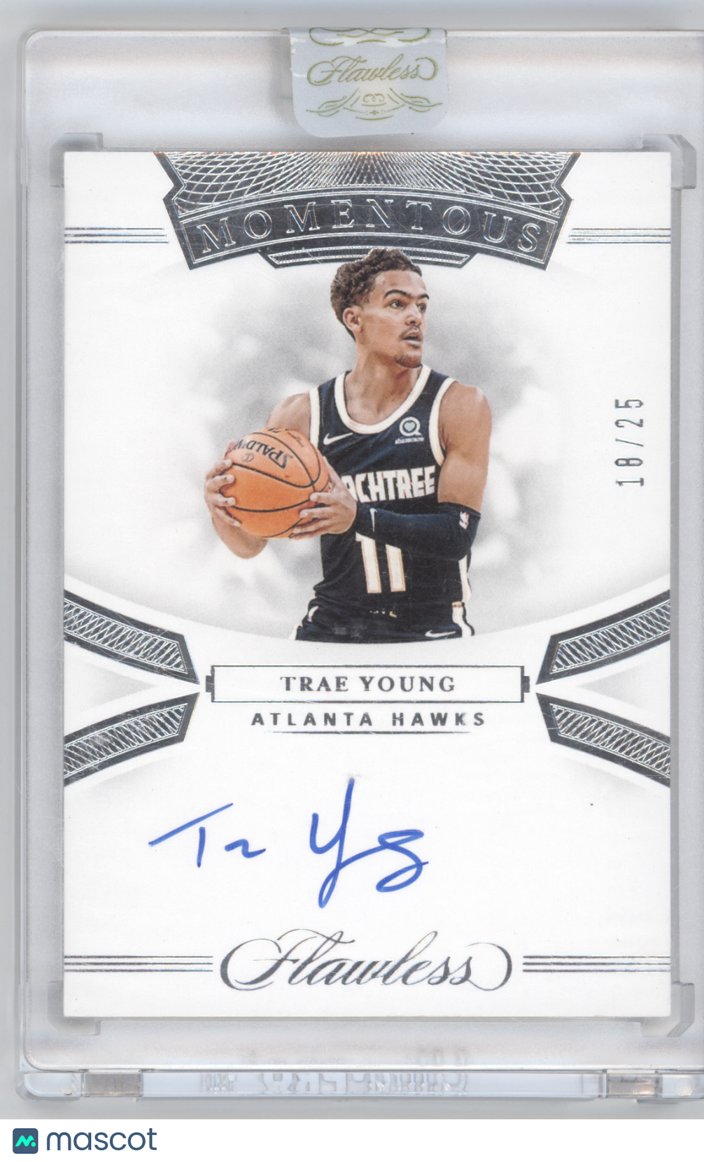 2019-20 Panini Flawless Momentous Autograph Trae Young #MA-TYG 18/25