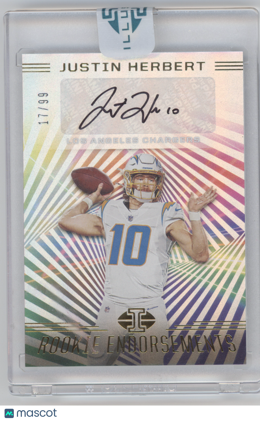 2020 Panini Illusions Rookie Endorsements Justin Herbert #RE3 17/99