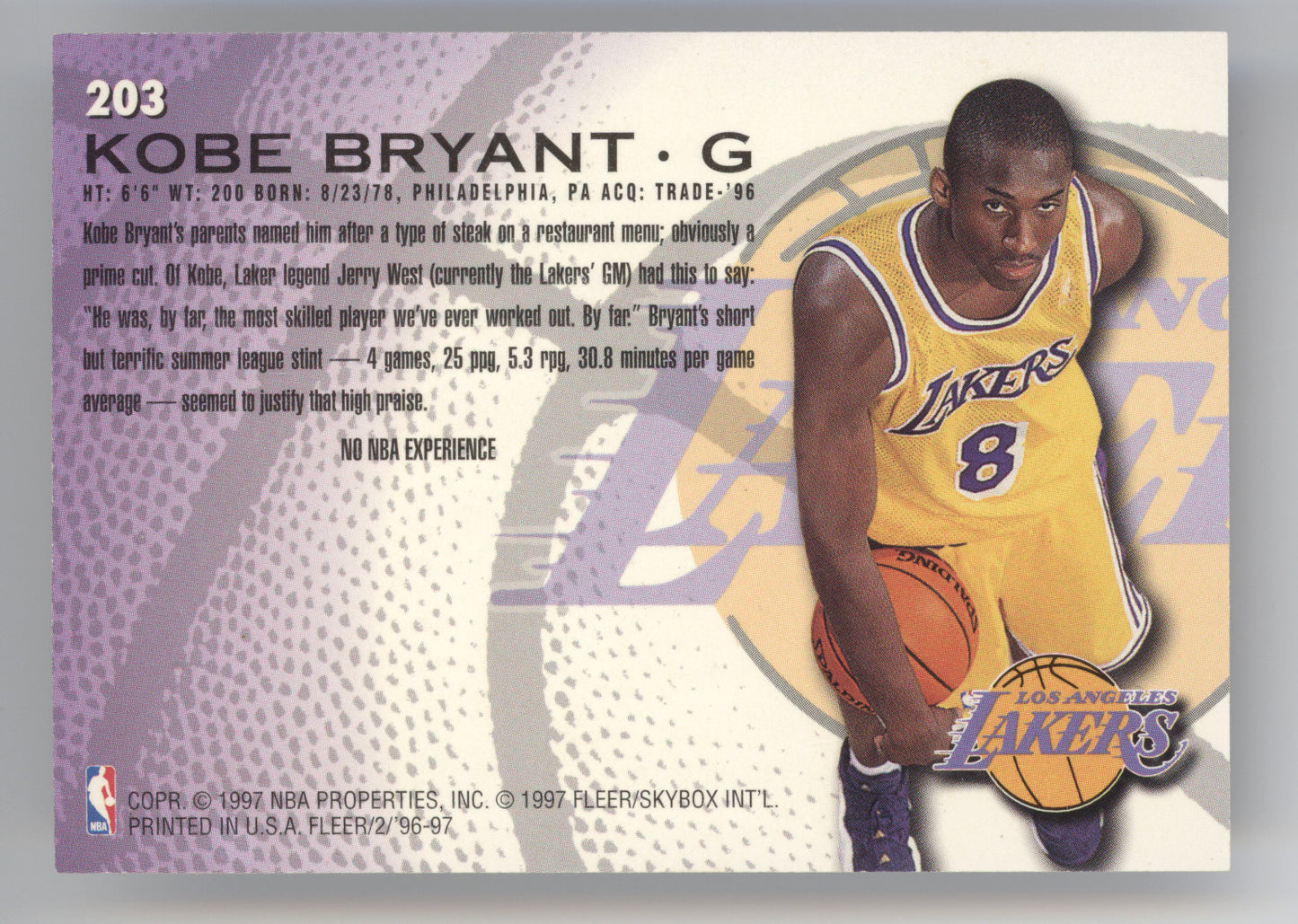 1996 Fleer Kobe Bryant #203