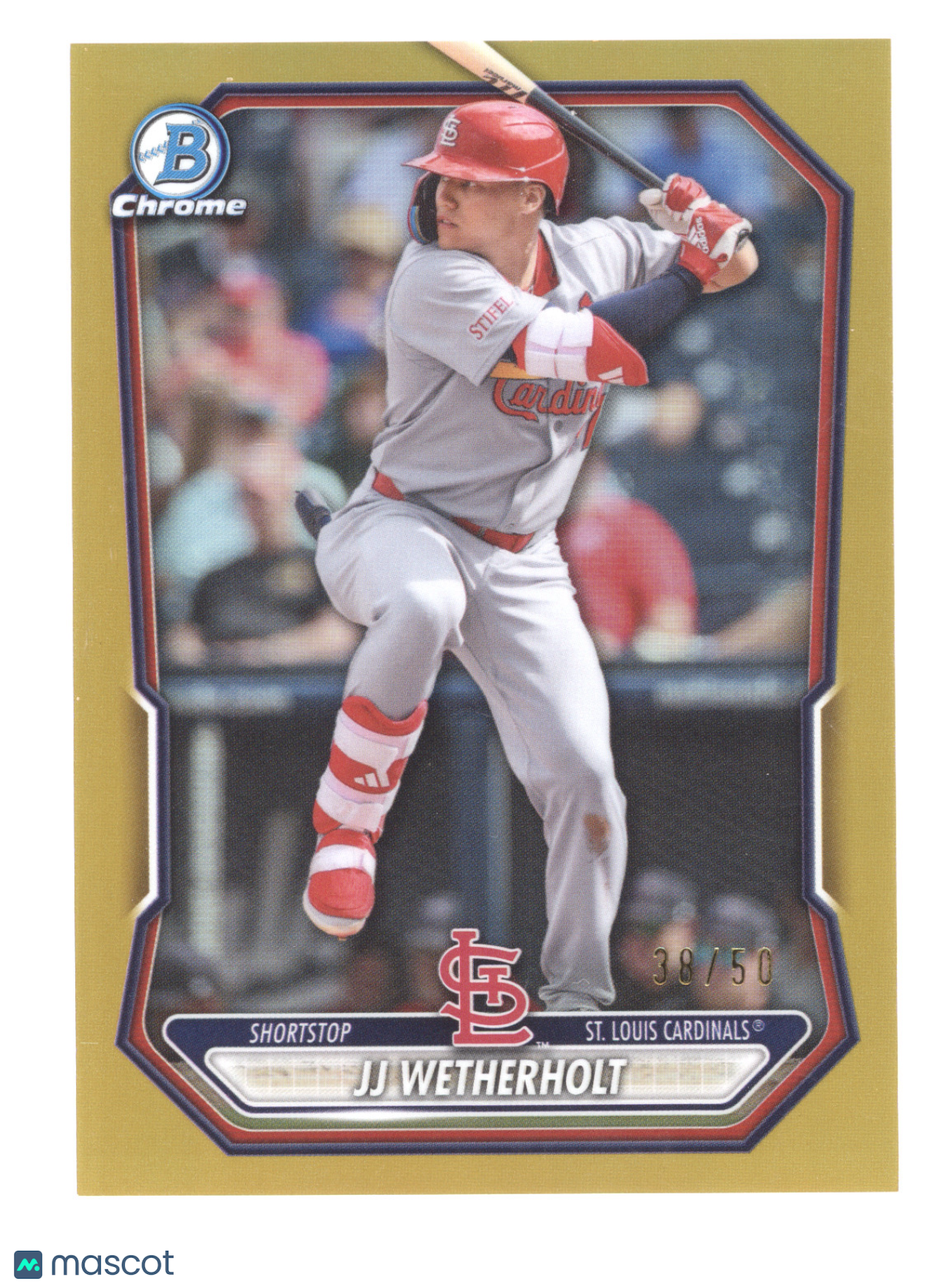 2026 Bowman Chrome Prospects JJ Wetherholt #BCP-115 Gold Refractor 38/50