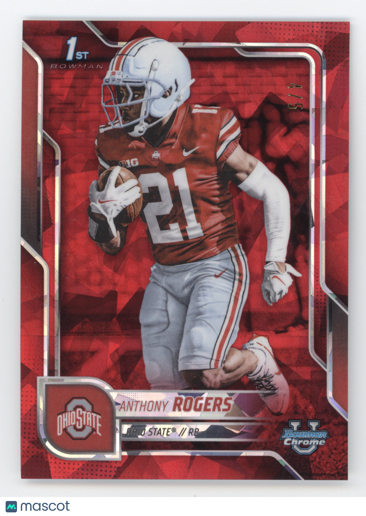 2025 Bowman Chrome University Anthony Rogers #68 Red Sapphire 1st Bowman