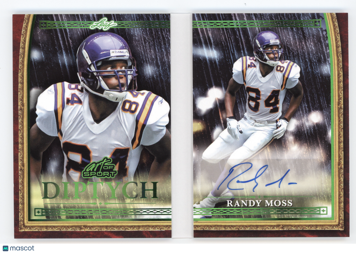 2026 Leaf Art of Sport Diptych Autograph Randy Moss #D-RM1 Emerald 5/5