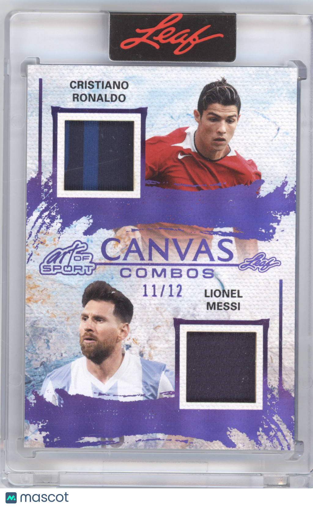 2026 Leaf Art of Sport Canvas Combos C. Ronaldo/Messi #CC-1 Dual Patch 11/12