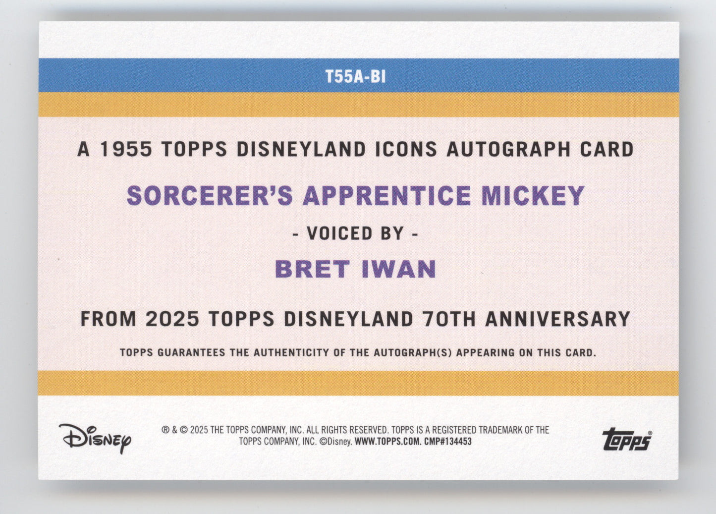 2025 Topps Disneyland 70th Anniversary Bret Iwan (Mickey) 08/70 Foil Autograph