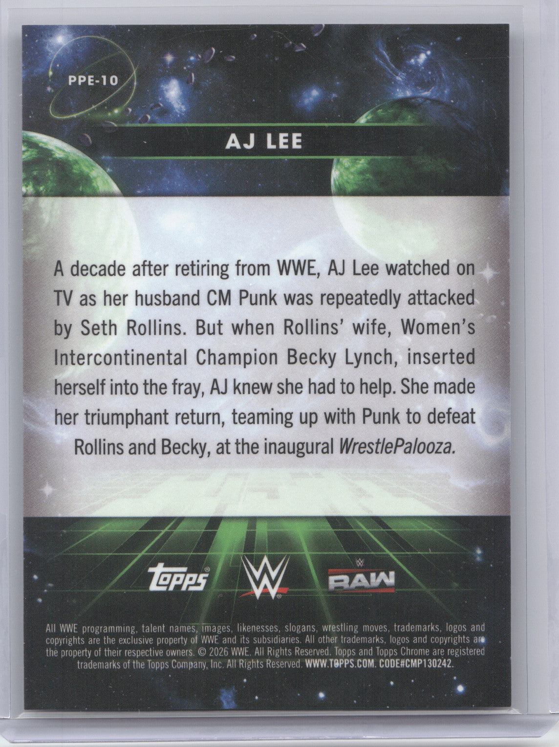 2026 Topps Cosmic Chrome WWE Planetary Pursuit AJ Lee #PPE-10 Earth