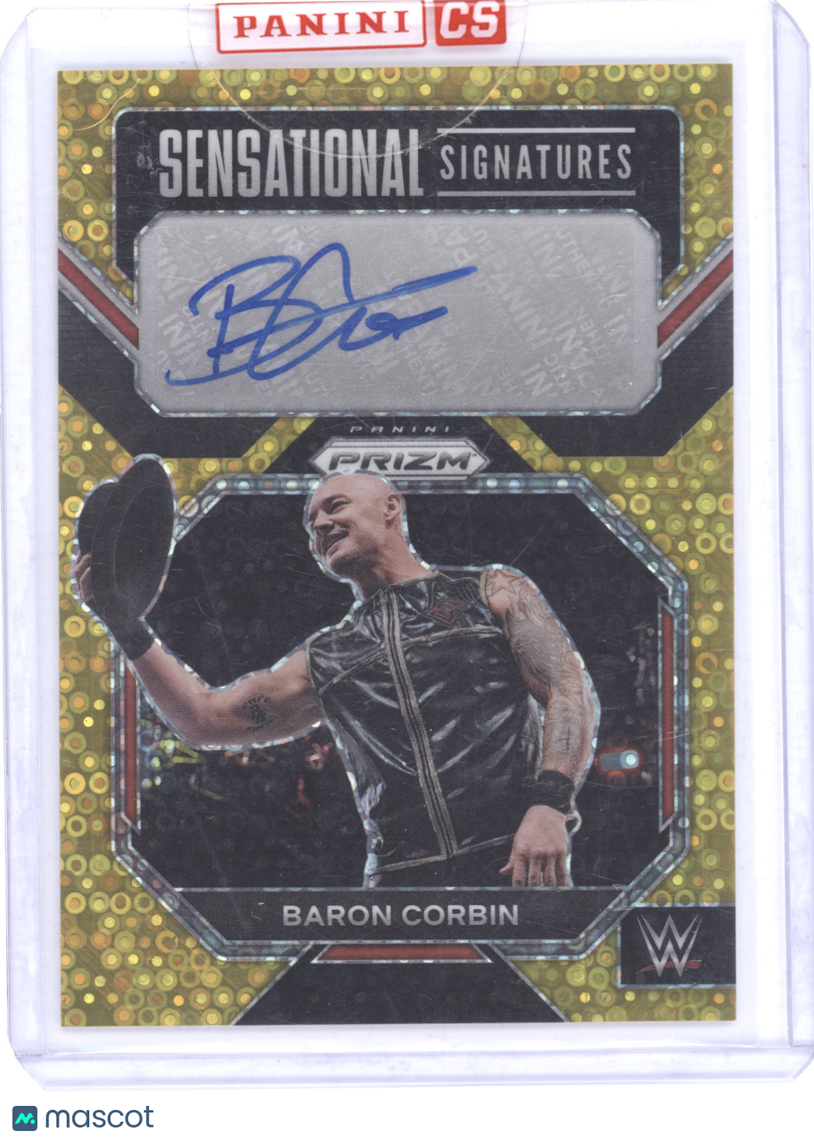 2023 Panini Prizm WWE Sensational Signatures Baron Corbin #BCB Gold Disco 06/10