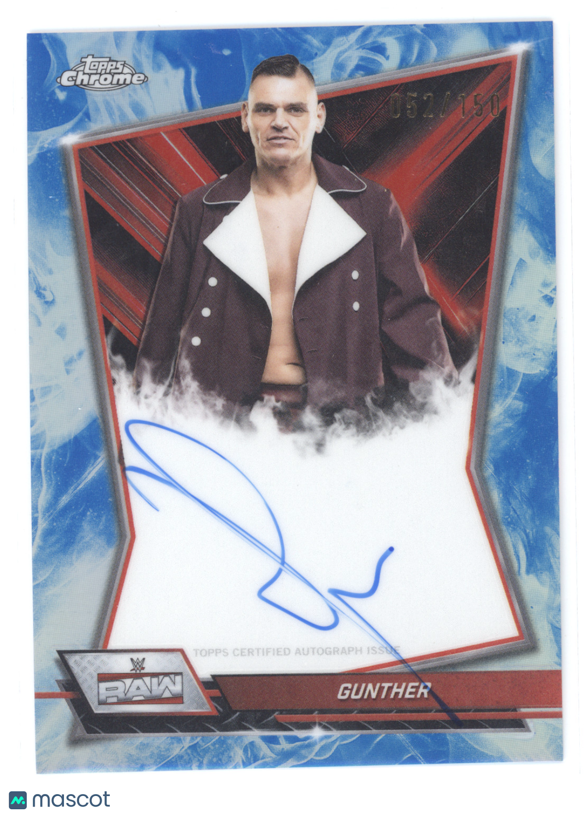 2026 Topps Chrome WWE Autograph Gunther #RBA-GUN Blue Refractor 052/150