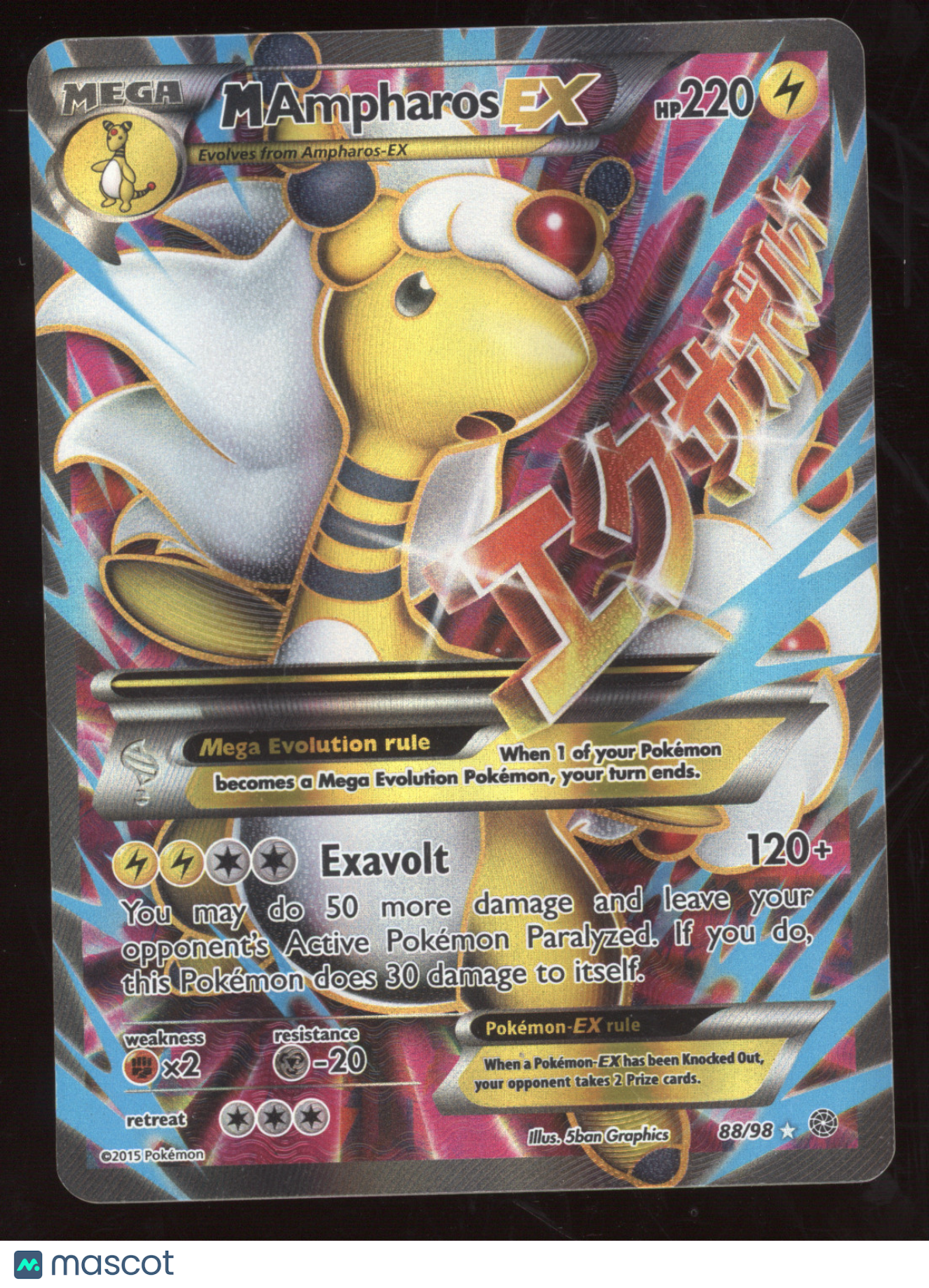 2015 Ancient Origins M Ampharos EX Rare Ultra #88/98