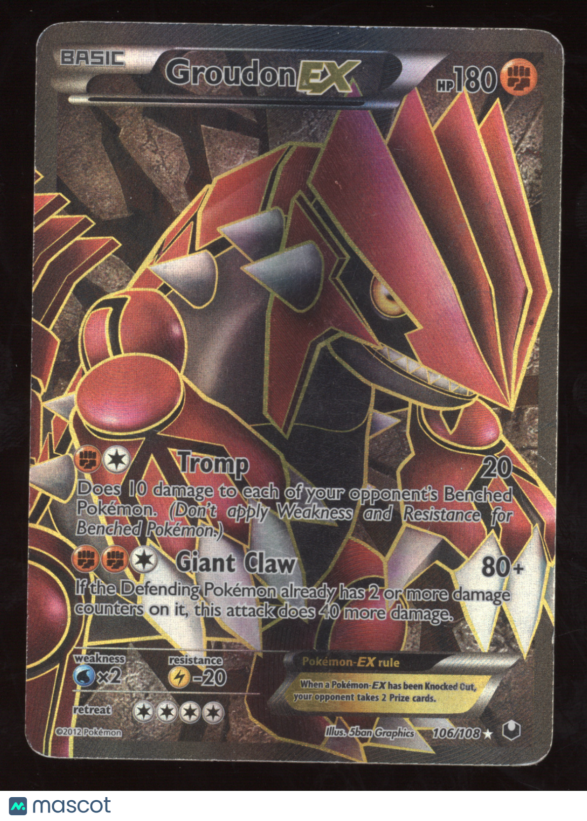 2012 Dark Explorers Groudon EX Rare Ultra #106/108