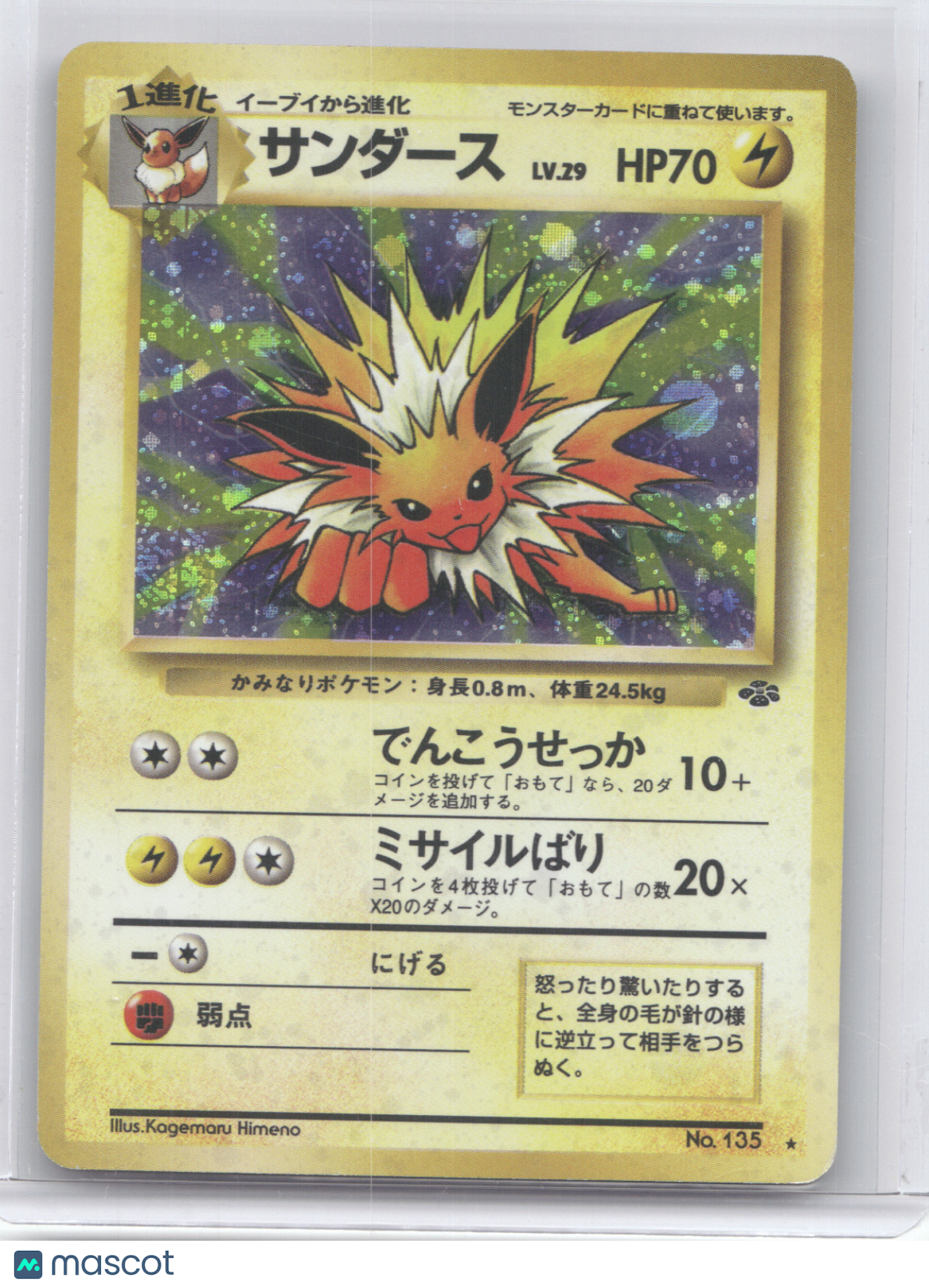 1999 Jungle Jolteon Holo Rare Japanese #No. 135