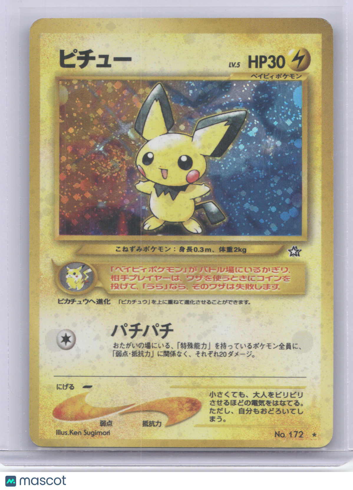 2000 Gold, Silver, to a New World... Pichu Holo Rare Japanese #No. 172