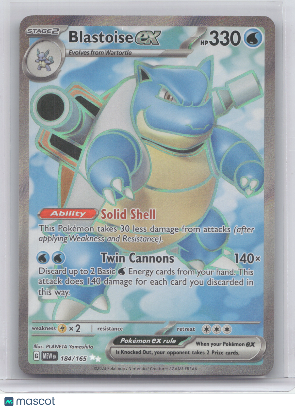 2023 Scarlet & Violet 151 Blastoise ex Ultra Rare #184/165