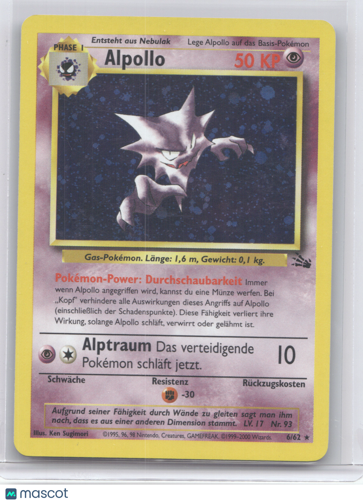 2000 Fossil Haunter Holo Rare German #6/62