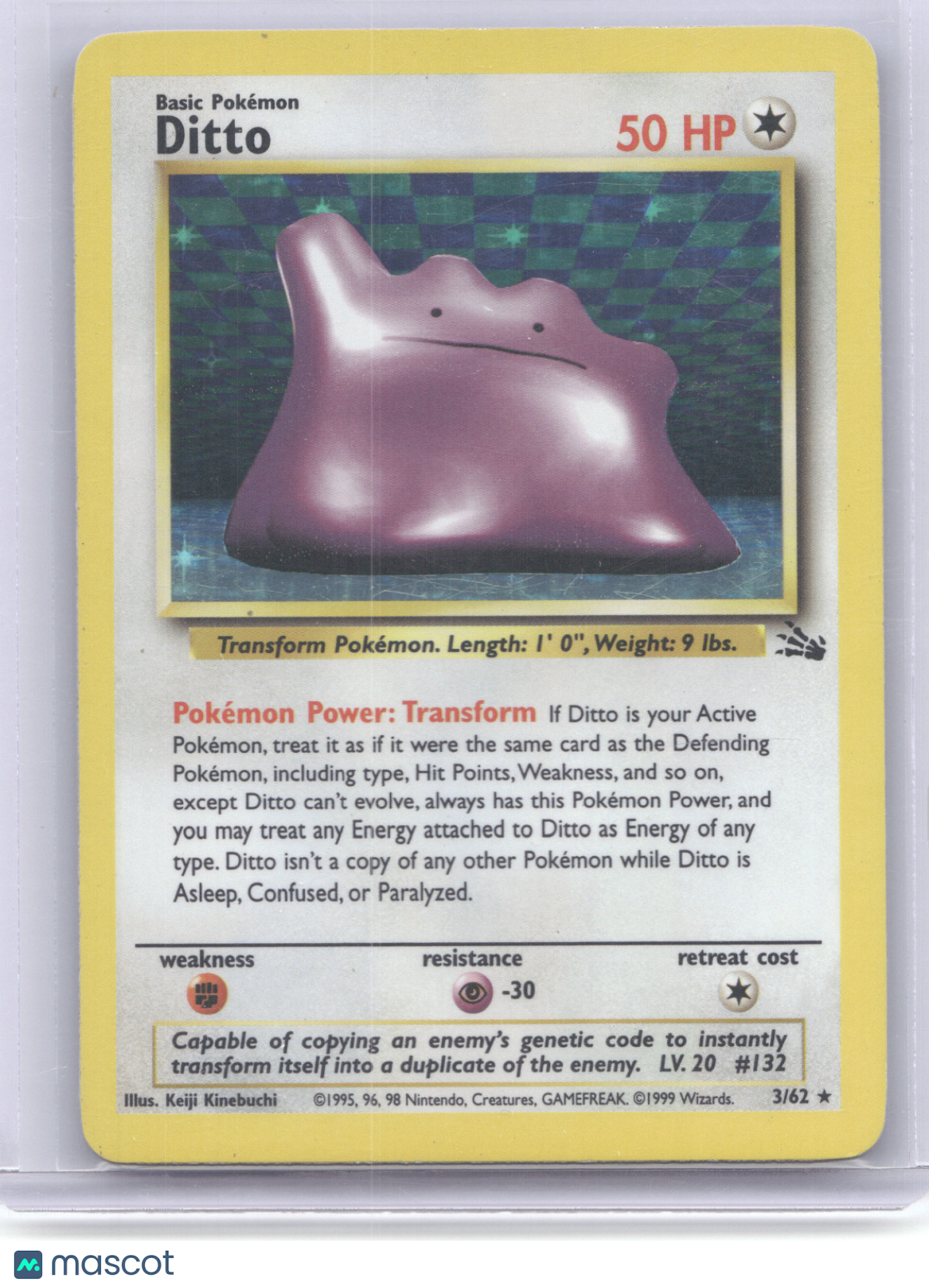 1999 Fossil Ditto Holo Rare #3/62