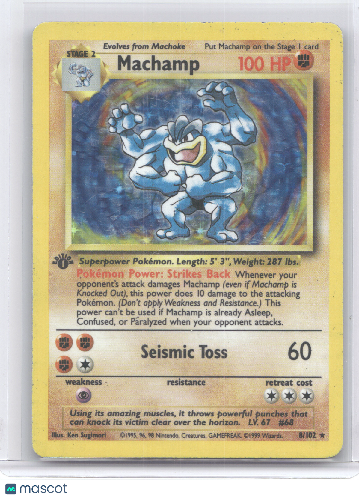 1999 Base Set 1st Edition Machamp Holo Rare #8/102