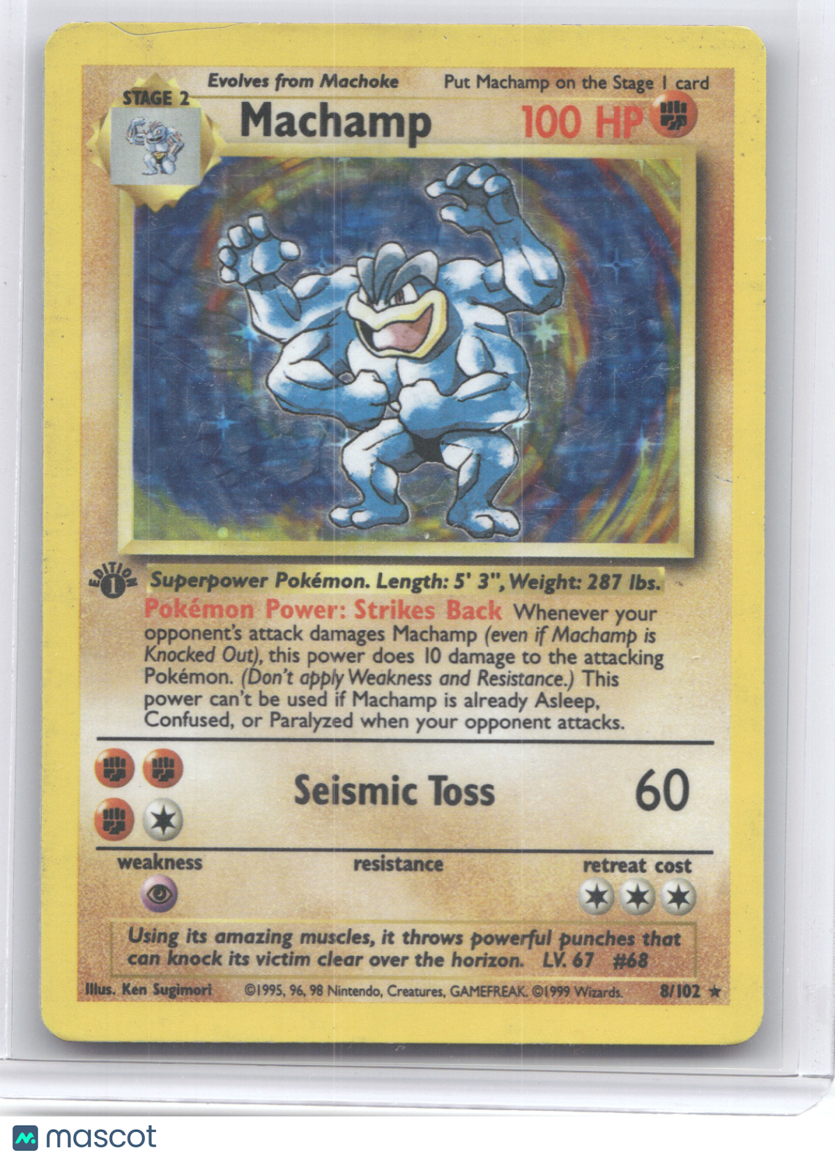1999 Base Set 1st Edition Machamp Holo Rare #8/102
