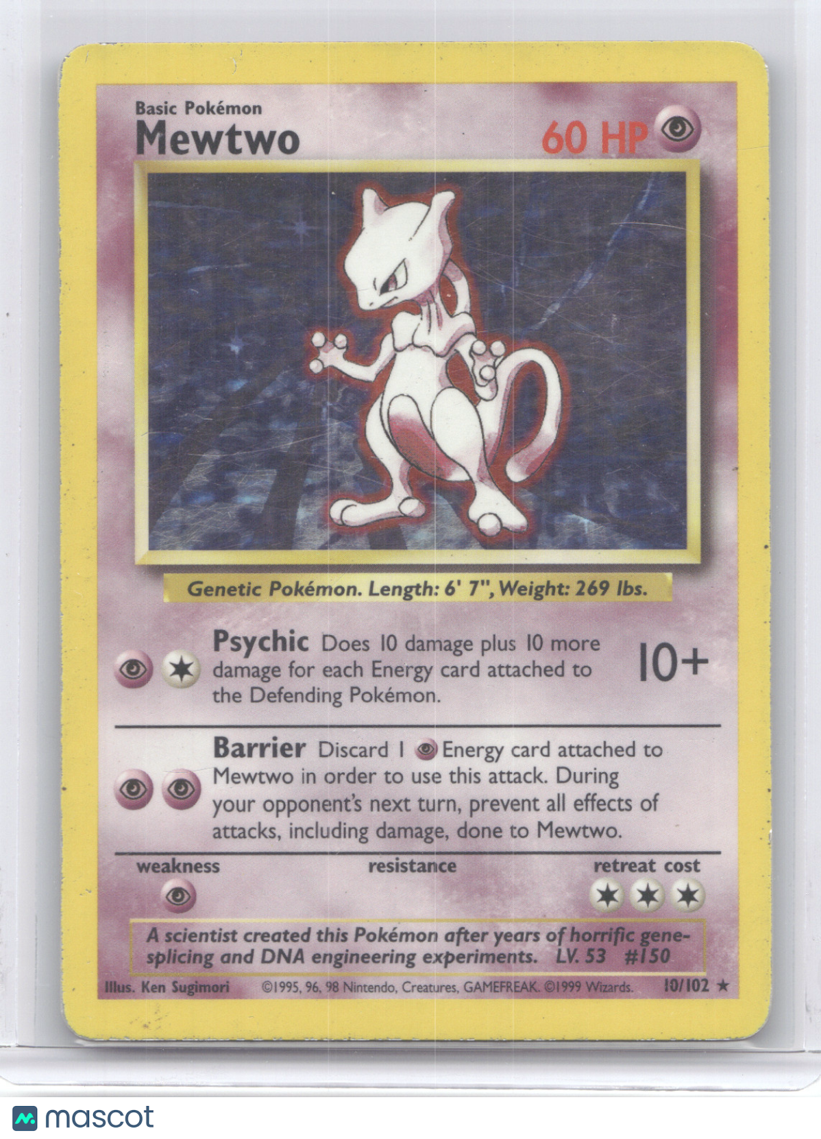 1999 Base Set Mewtwo Holo Rare #10/102