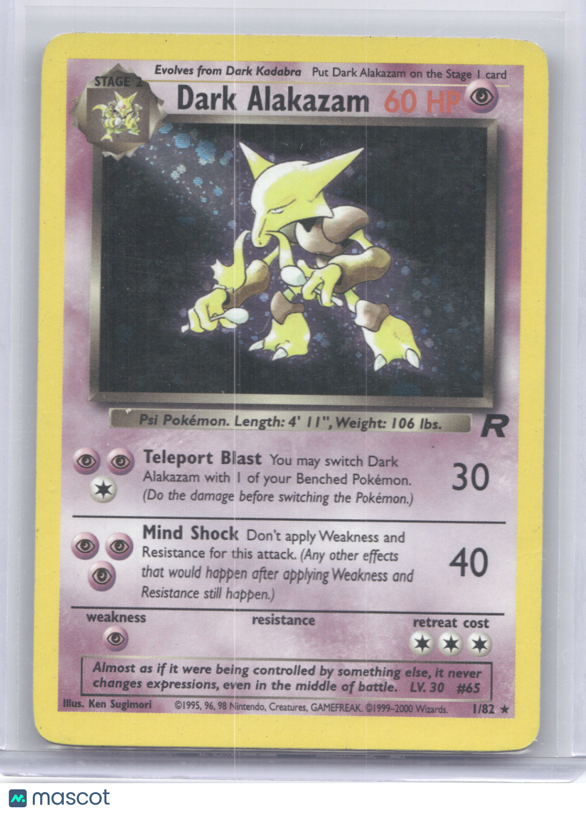 2000 Team Rocket Dark Alakazam Holo Rare #1/82