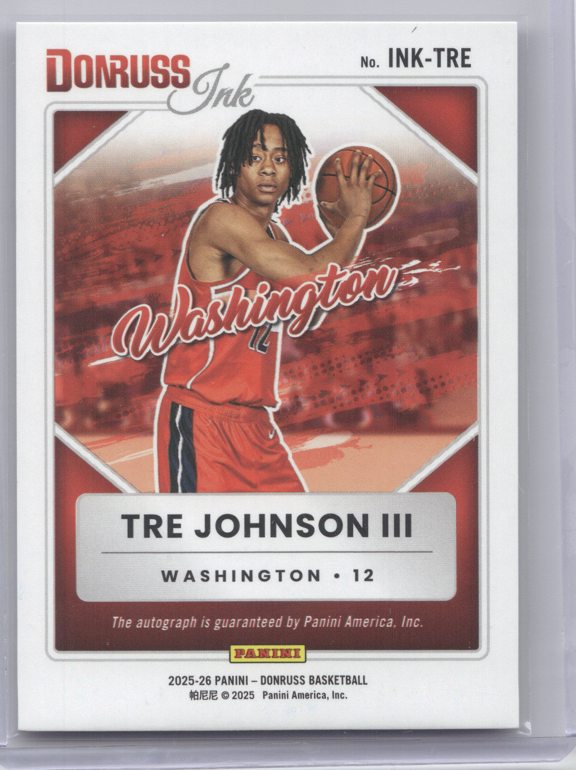 2025 Panini Donruss Basketball Donruss Ink Tre Johnson III #INK-TRE Red RC