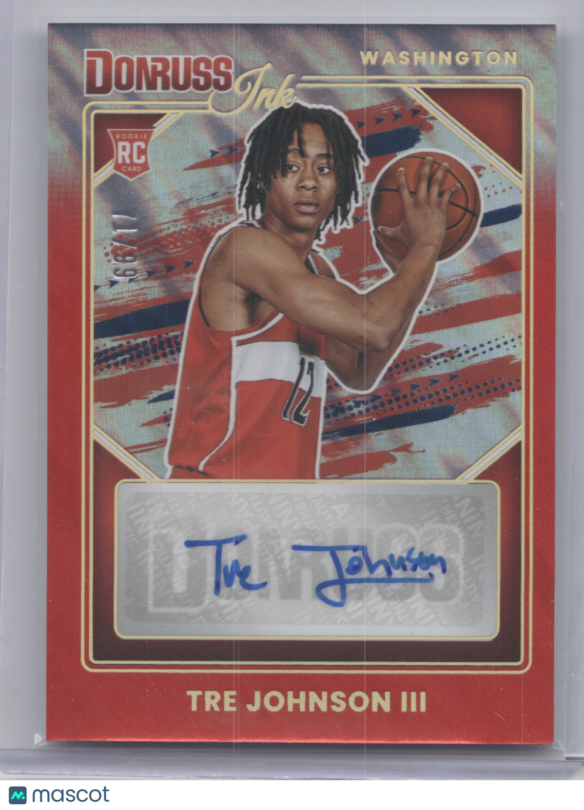 2025 Panini Donruss Basketball Donruss Ink Tre Johnson III #INK-TRE Red RC