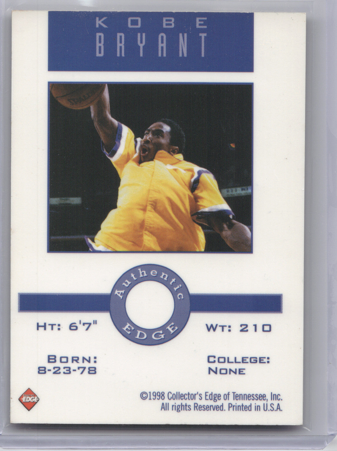 1998 Collector's Edge Authentic Edge Kobe Bryant #1