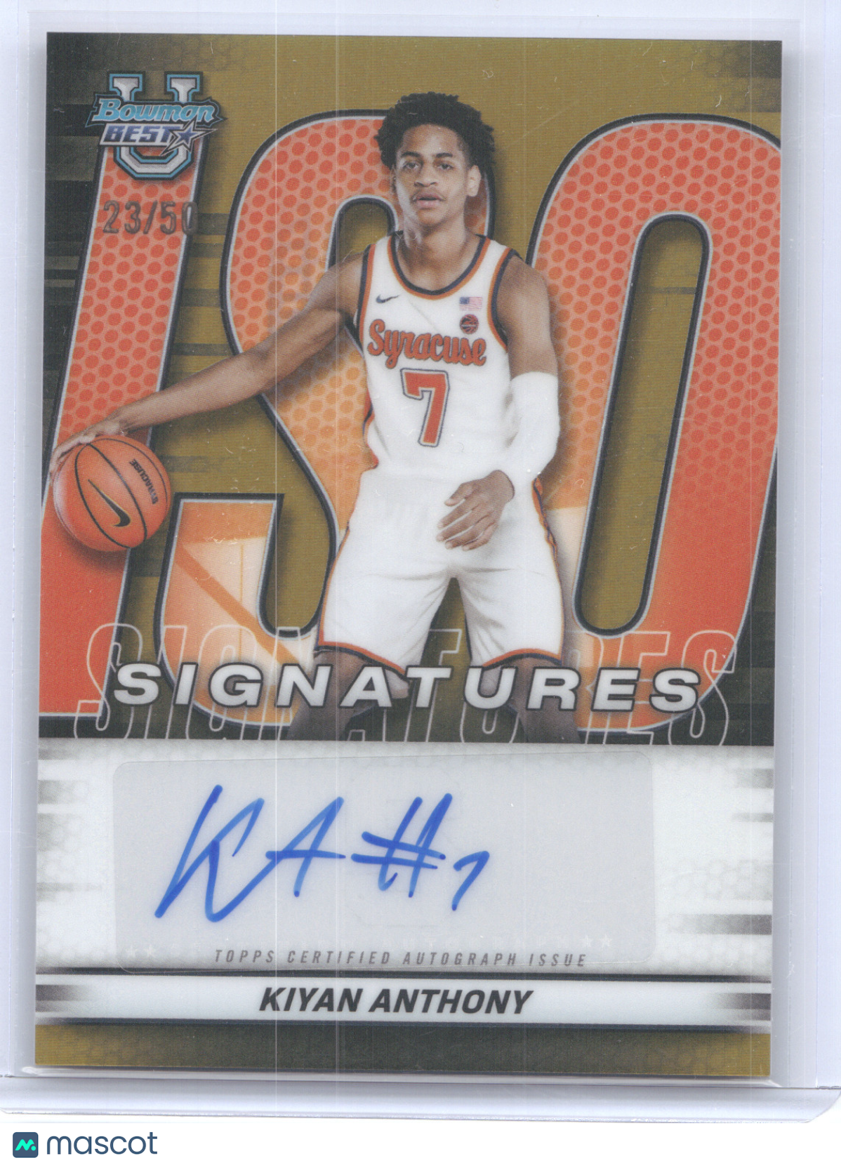 2025 Bowman University Best Basketball Kiyan Anthony #IS-KA Autograph Gold 23/50