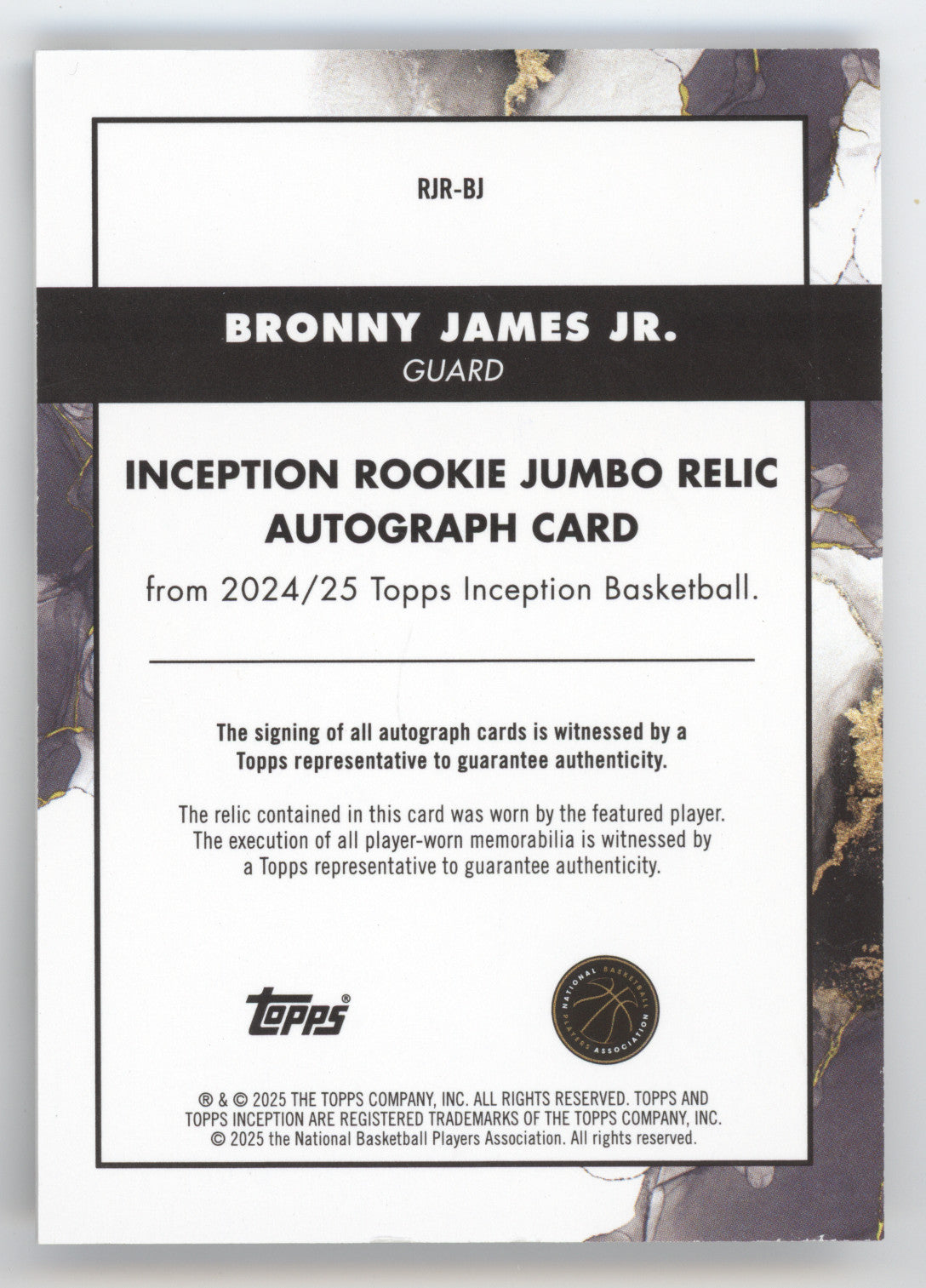 2024 Topps Inception Bronny James Jr. #RJR-BJ Autograph Player-Worn RC