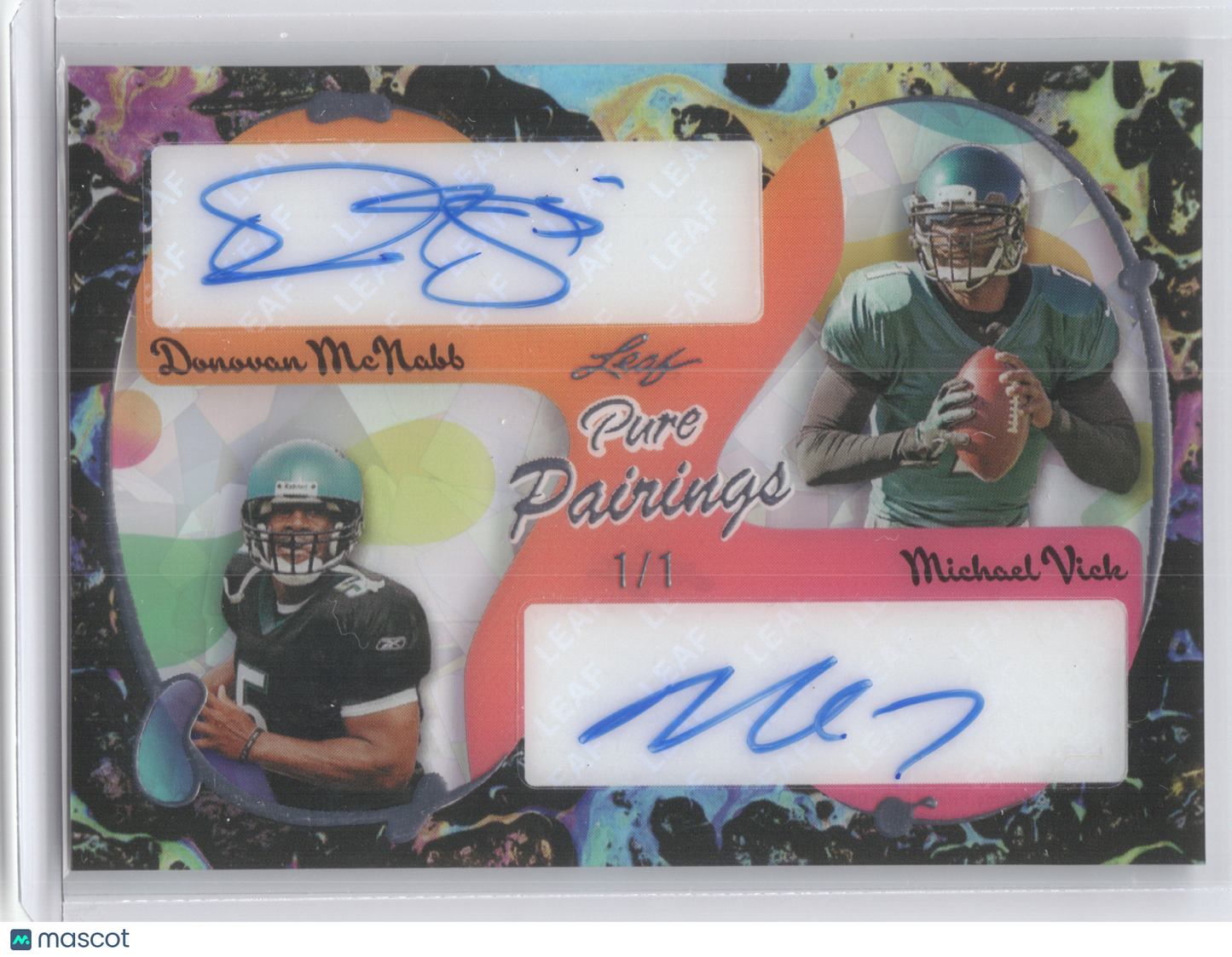 2025 Leaf Pure Pairings Donovan McNabb Michael Vick #PP-11 1 of 1 Dual Autograph