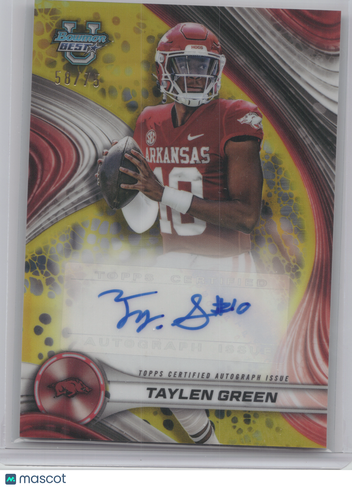 2024 Bowman U's Best of 2024 Autograph Taylen Green #BOA-TG Gold Refractor 58/75