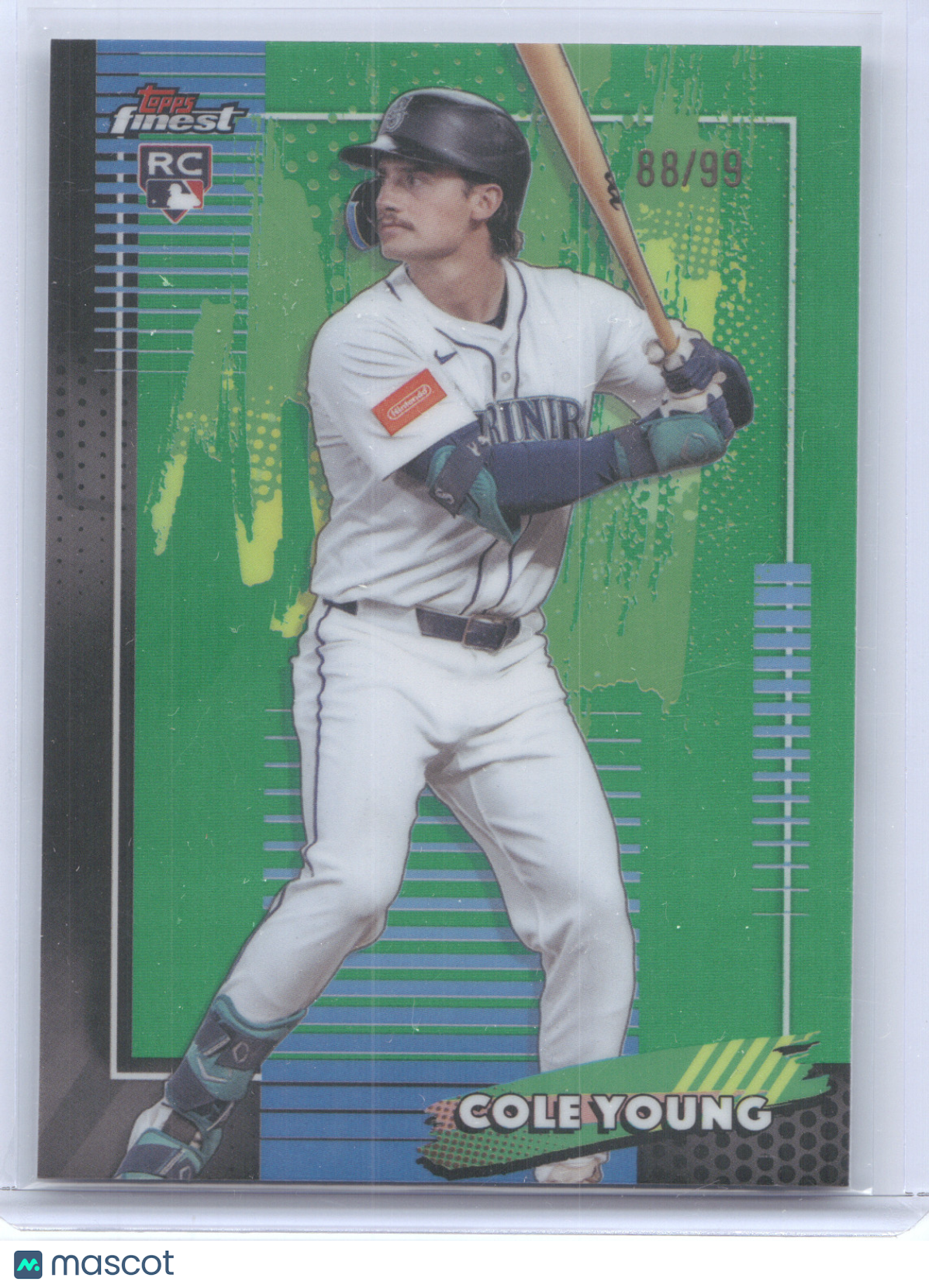 2026 Topps Finest Cole Young #57 Green Refractor RC 88/99