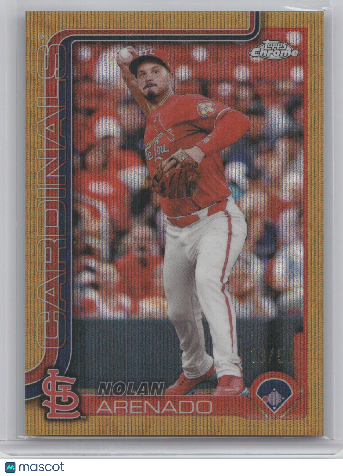 2025 Topps Chrome Nolan Arenado #14 Gold RayWave 13/50