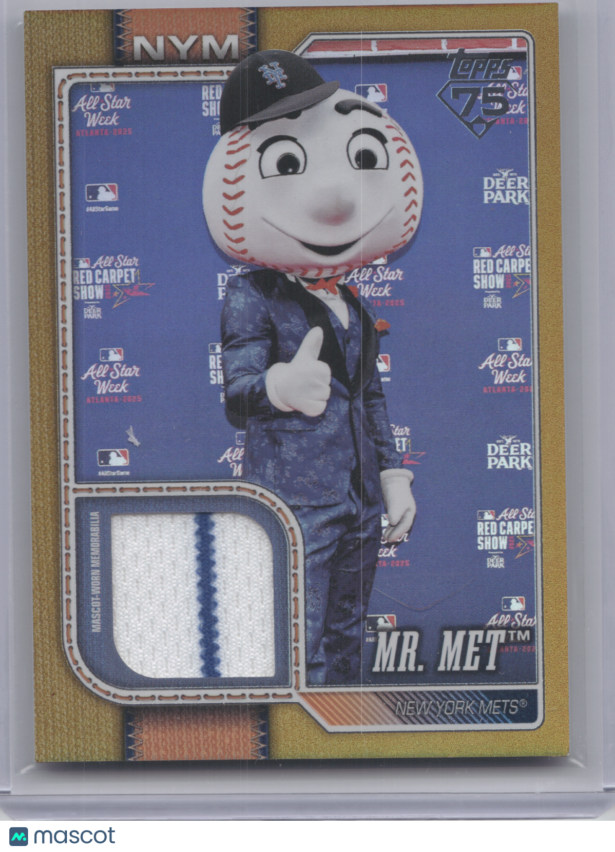 2026 Topps Celebration Mascots Relic Mr. Met #MAS-MRM Gold 40/50
