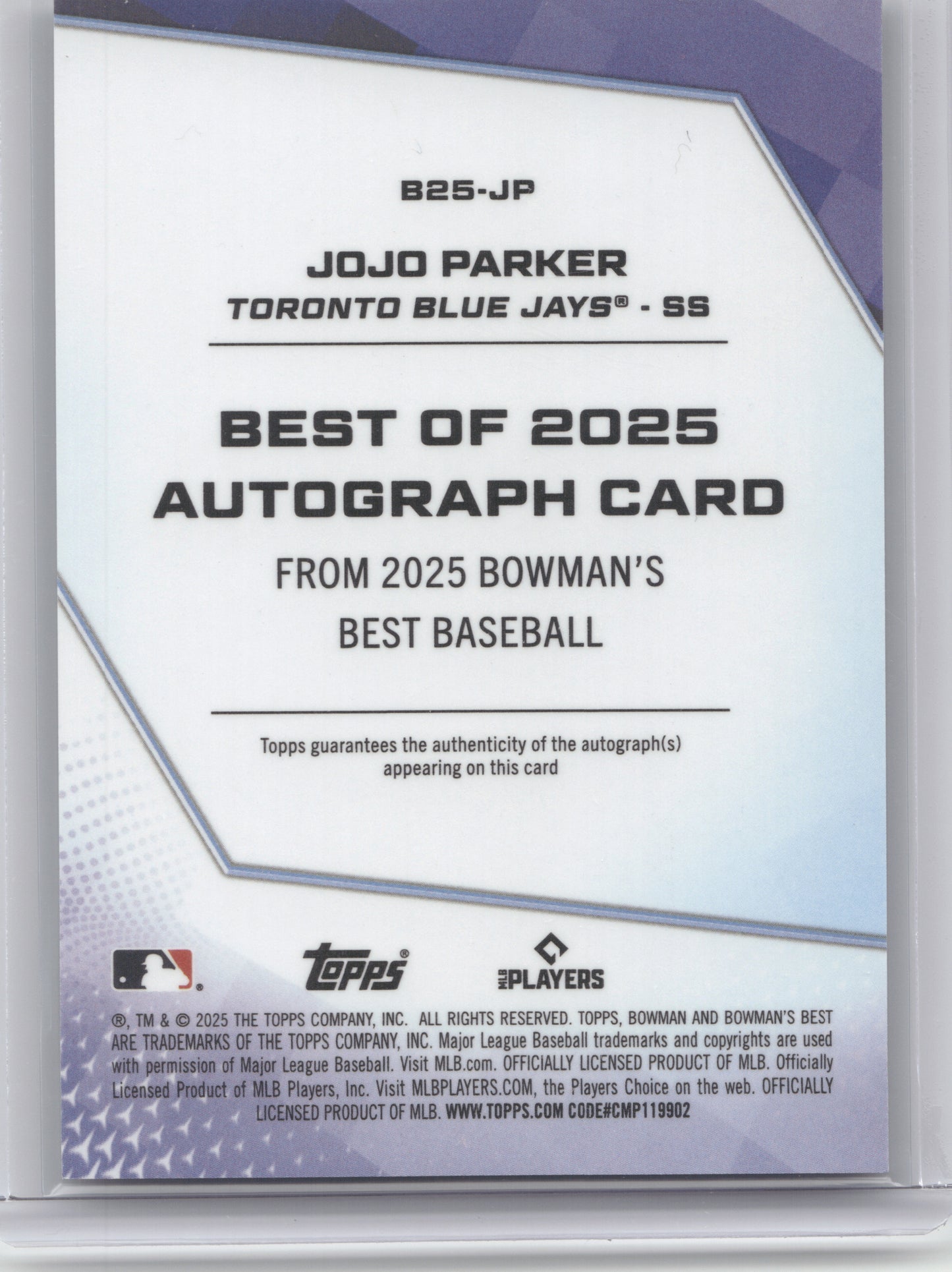 2025 Bowman's Best of 2025 Autograph JoJo Parker #B25-JP