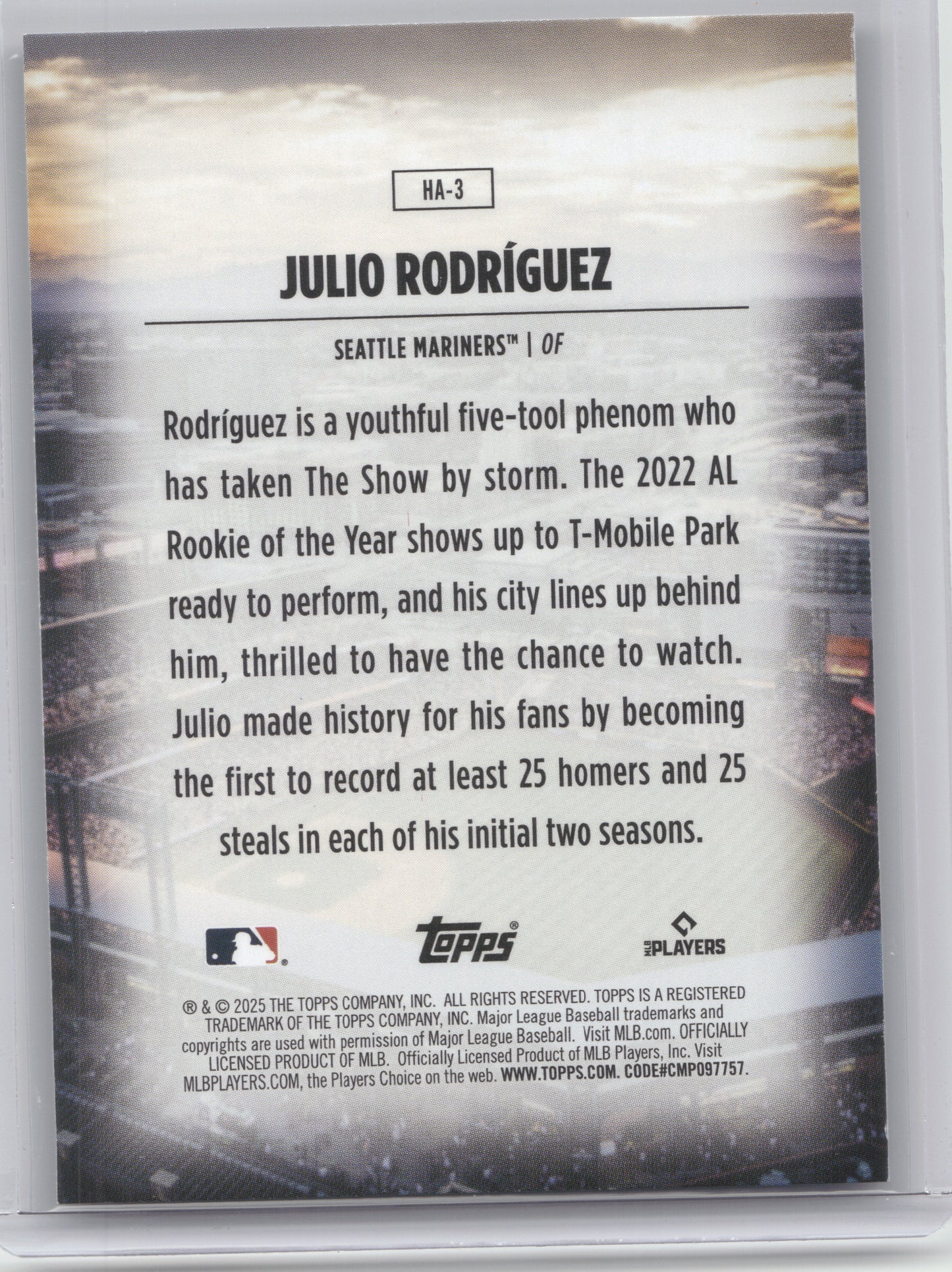 2025 Topps Home Field Advantage Julio Rodríguez #HA-3