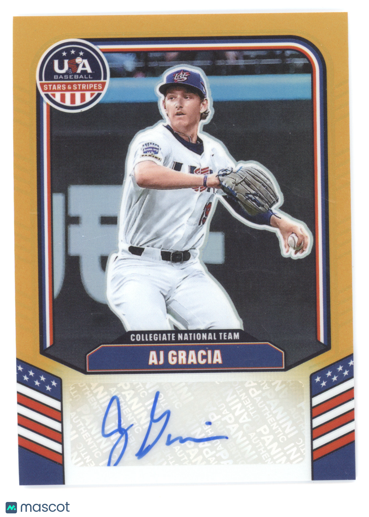 2026 Panini USA Baseball Stars & Stripes AJ Gracia #CNT-AG Autograph Gold 10/10
