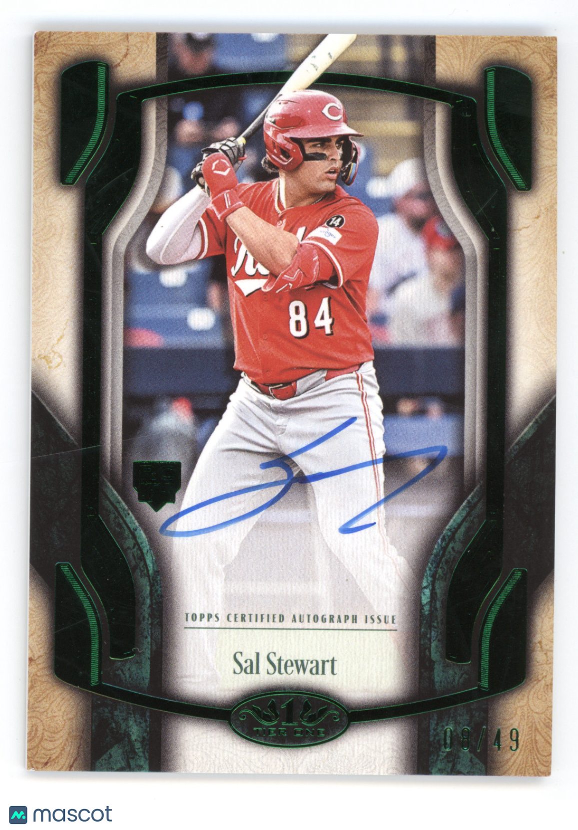 2026 Topps Tier One Break Out Autograph Sal Stewart #BOA-SS Green 08/49