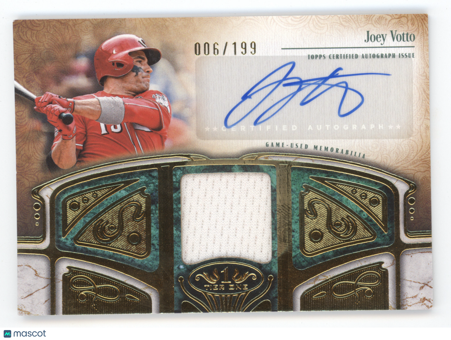 2026 Topps Tier One Joey Votto #AT1R-JV Autographed Tier One Relic Card 006/199