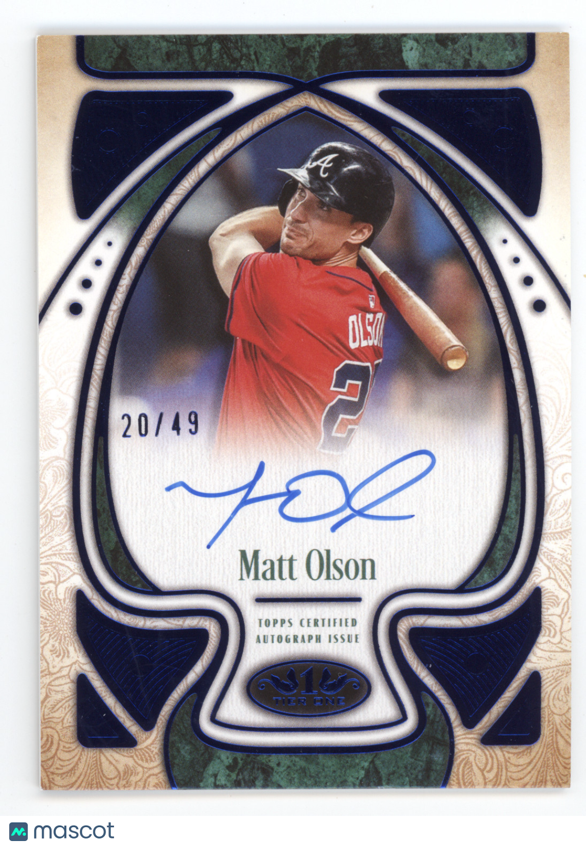 2026 Topps Tier One Operators Autograph Matt Olson #T1OA-MO Blue 20/49