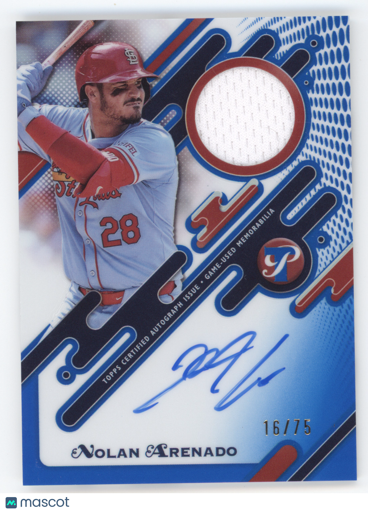 2025 Topps Pristine Nolan Arenado #PPAR-NA Blue Pristine Pieces Auto Relic 16/75