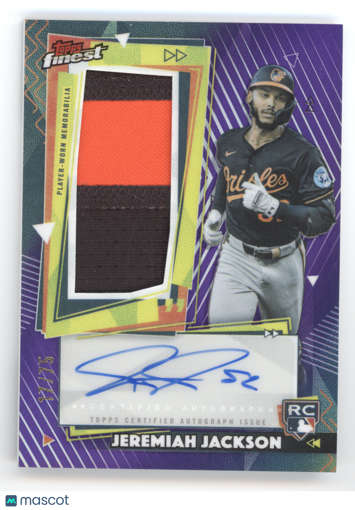 2026 Topps Finest Rookie Patch Autograph Jeremiah Jackson #RPA-JJ Purple 17/75