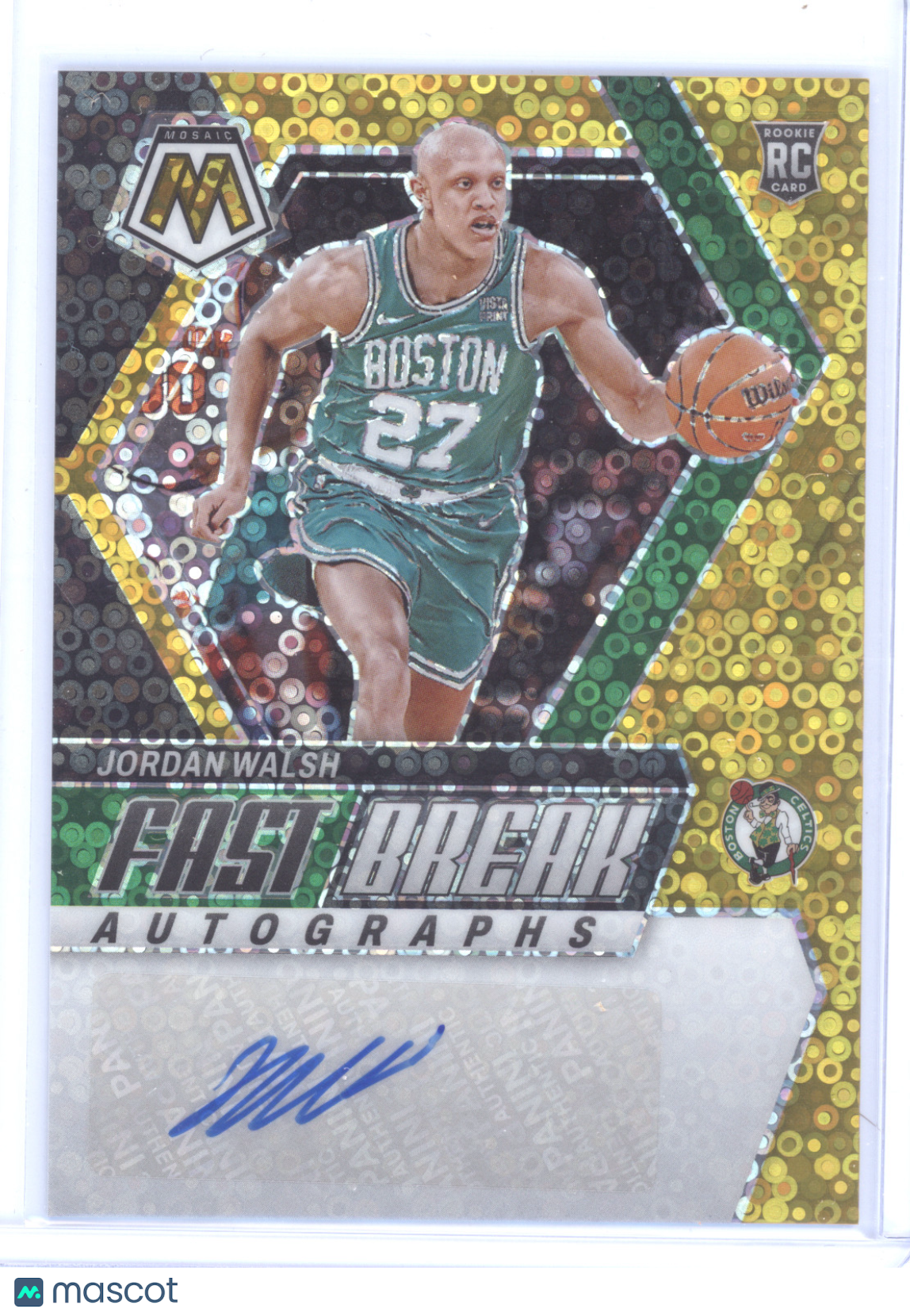 2023 Panini Mosaic Fast Break Autograph Jordan Walsh #FB-WAH Gold Disco 09/10 RC