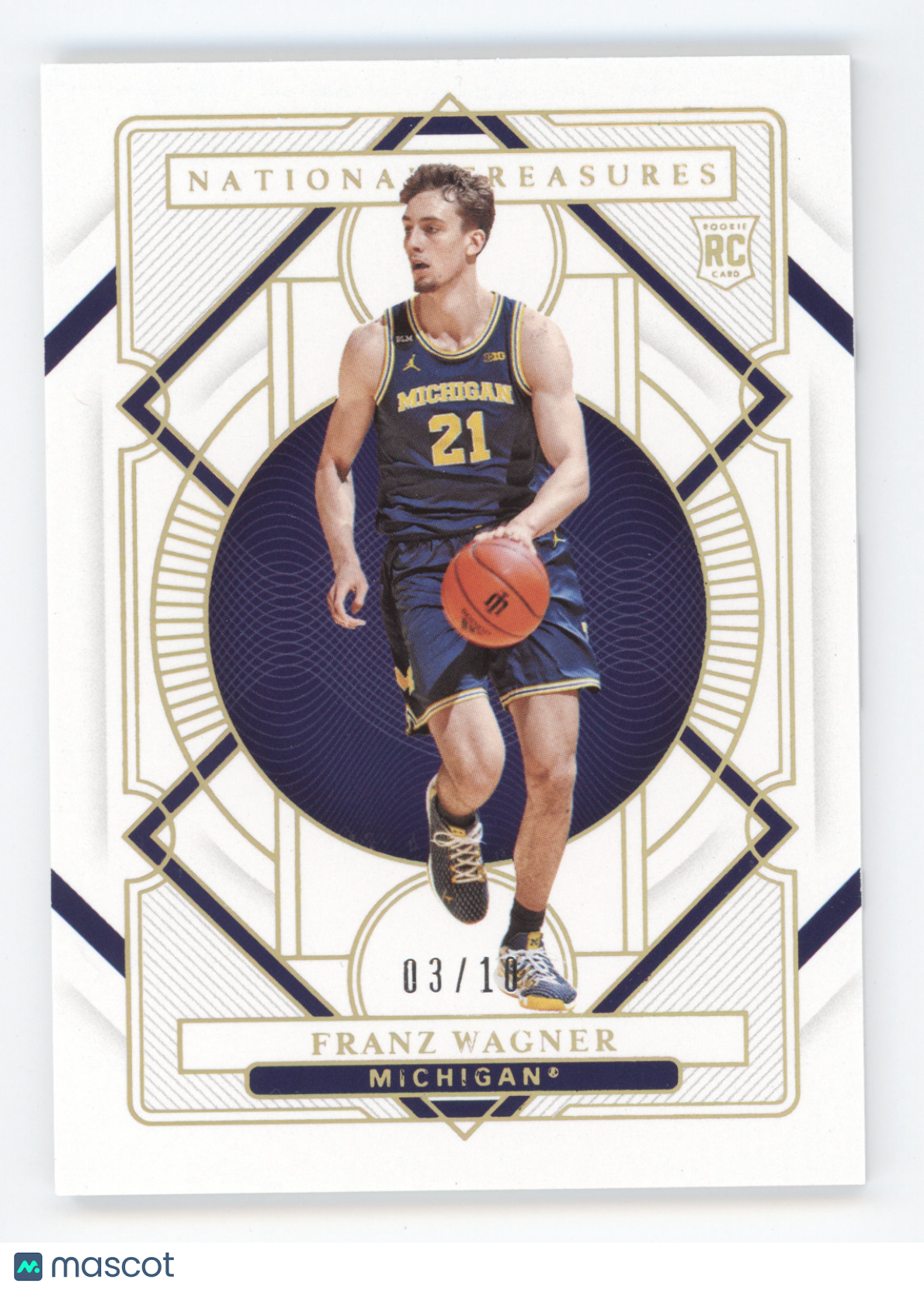 2021 Panini National Treasures Collegiate Franz Wagner #9 Gold RC 03/10