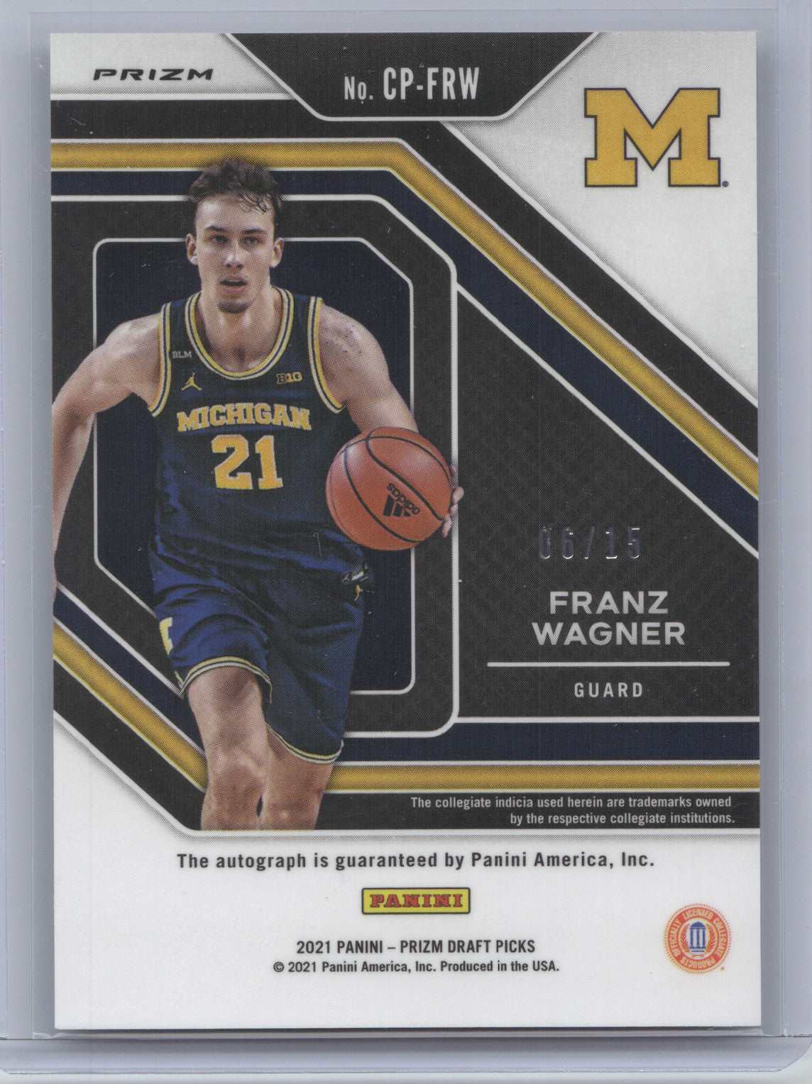 2021 Panini Prizm Draft Picks Penmanship Franz Wagner #CP-FRW Mojo RC 06/15