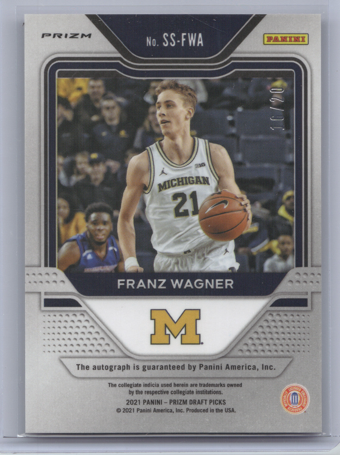 2021 Panini Prizm Draft Picks Signatures Franz Wagner #FWA Fast Break Pink 10/20